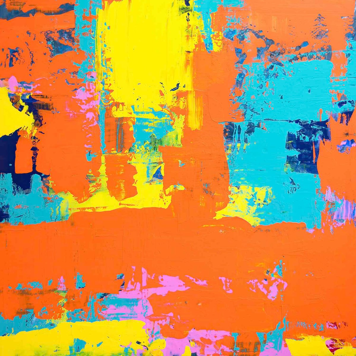 Abstract Acrylic Painting By Km Arts, 30 X 30", Mediterranean Wonder, Original Artwork