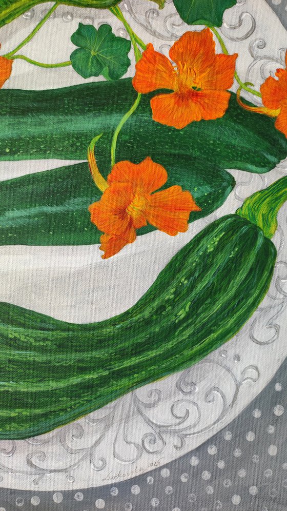 Courgettes and nasturtiums