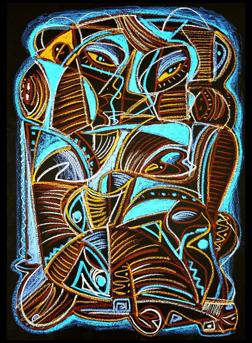 Surrealistic Pastel Drawing , Night Face N1 By Vadim Vaskovsky, 22 X 28, Artwork For Sale On Artfinder