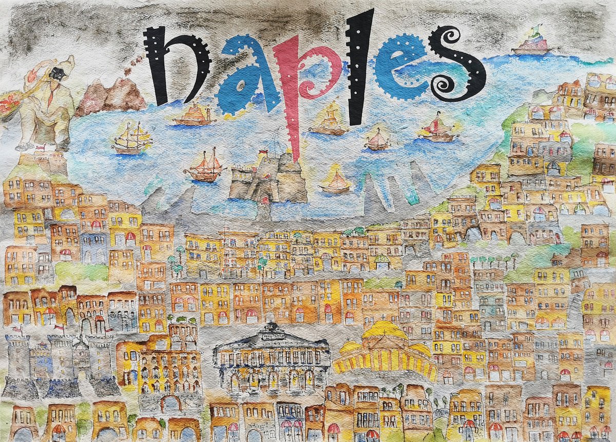 In Loving Memory of Naples - Map of the City of Napoli, Italy by Artemisia
