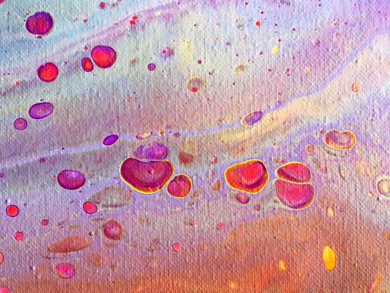 "Blowing Bubbles" - SPECIAL Valentine's Day Price + FREE USA SHIPPING - Original Abstract PMS Fluid Acrylic Painting - 16 x 20 inches