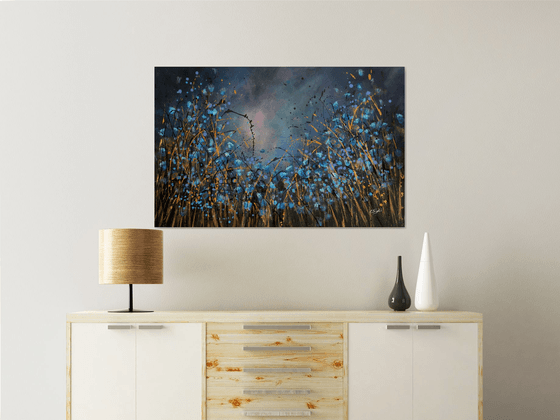 Zaffiro - Large original abstract floral landscape