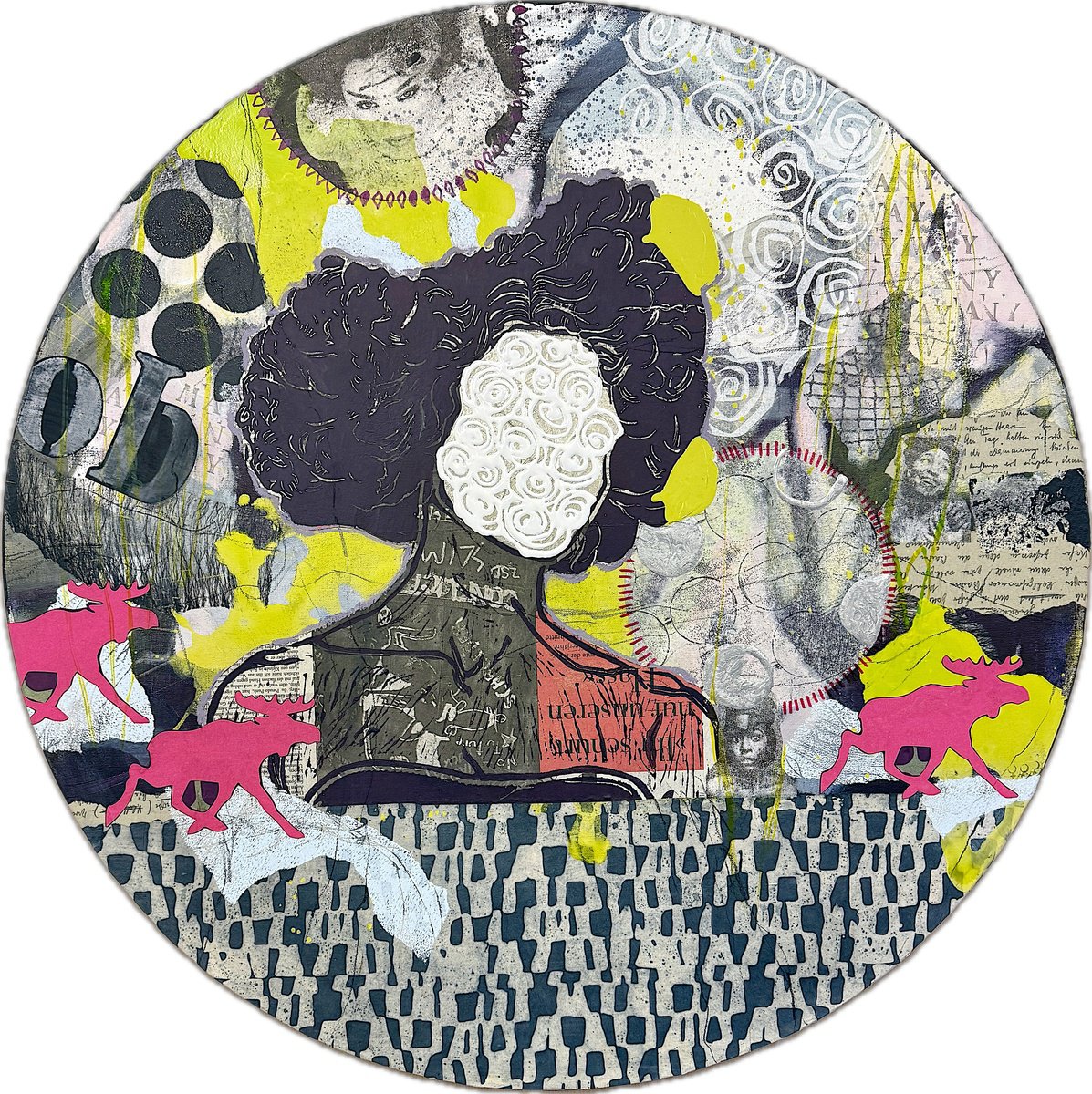 Expressive Portrait Painting By Marita Tobner, 31 X 31", Any Way - Many Way, Original Artwork