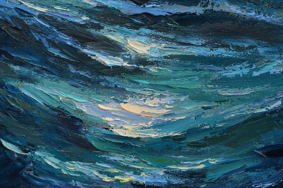 Night storm seascape