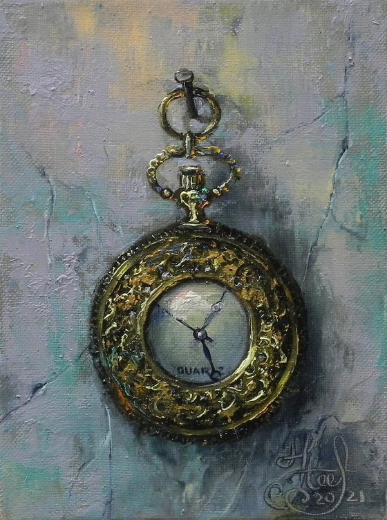 "Time is gold" Original painting Framed
