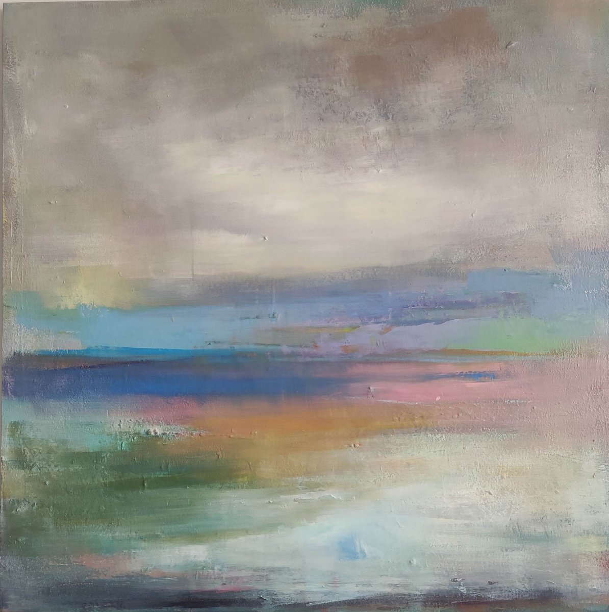 Organic Abstract Acrylic Painting By Viktoria Shvoren, 35 X 35", Solstice, Original Artwork