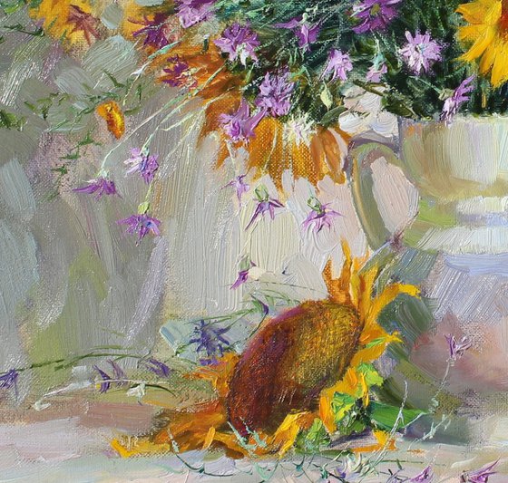 Wildflowers and sunflowers