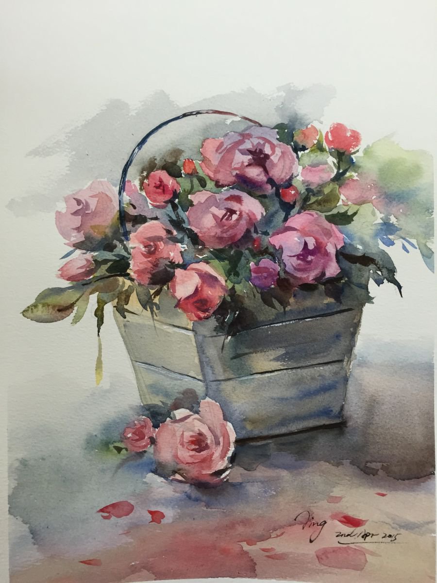 Basket of roses by Jing Chen