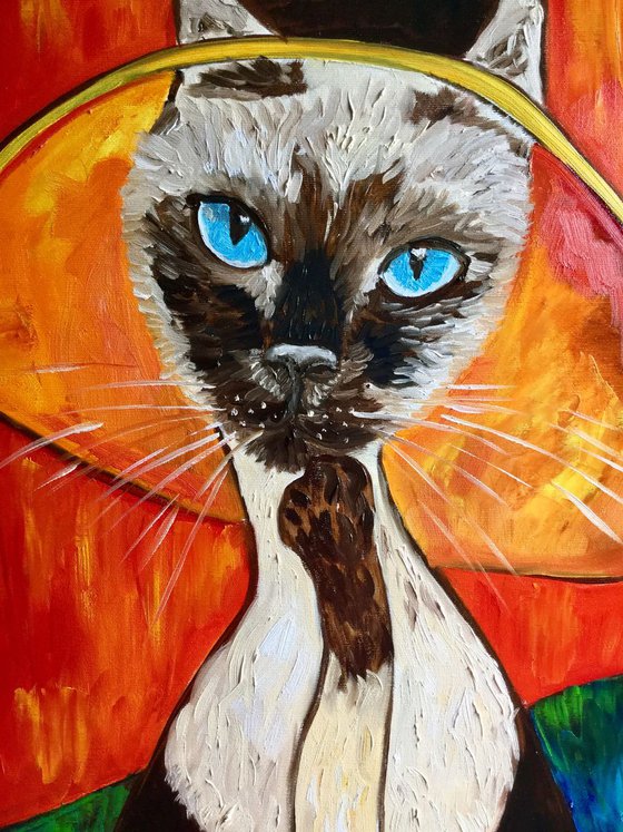 Cat  in a Hat, inspired by Amedeo Clemente Modigliani