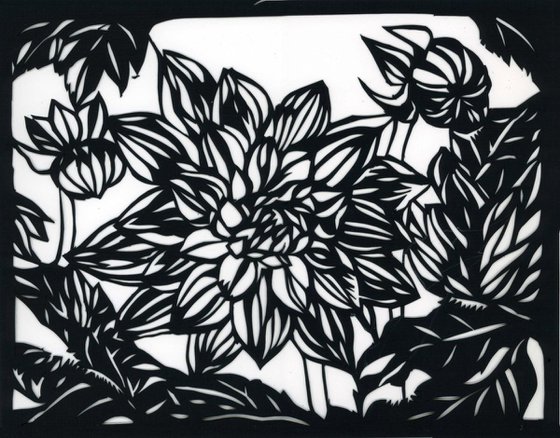 black dahlia paper cut