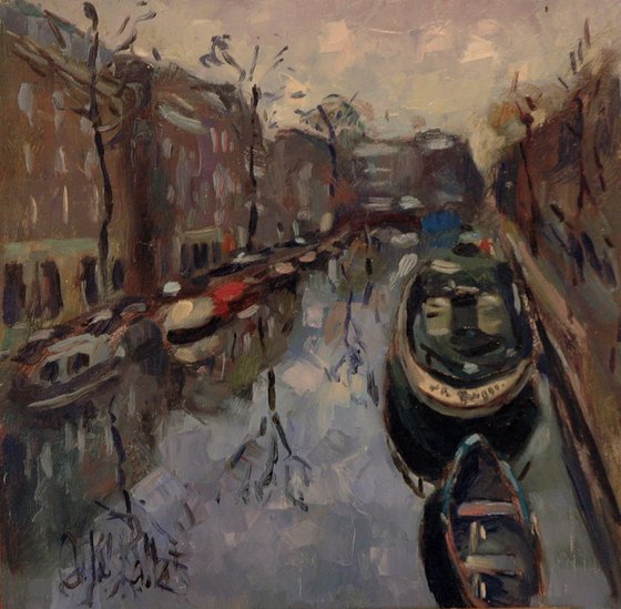 Boats in the Canal in Amsterdam