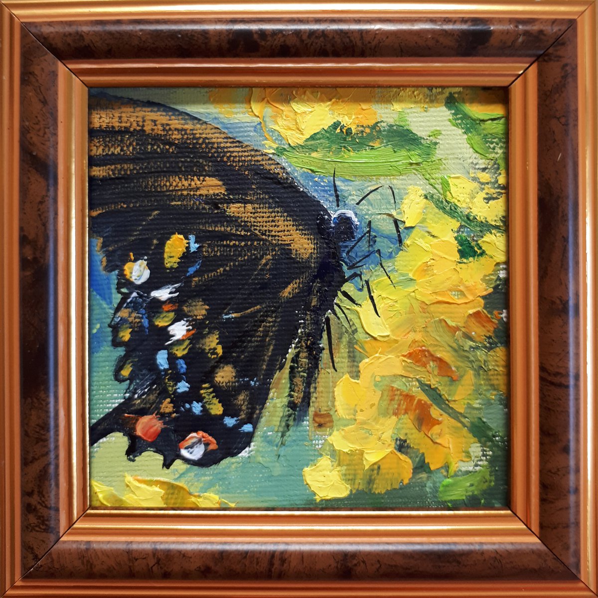 Butterfly #1 in frame / FROM MY A SERIES OF MINI WORKS / ORIGINAL OIL PAINTING by Salana Art Gallery