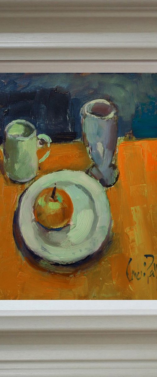 Apple on Plate Mug and Glass by Andre Pallat