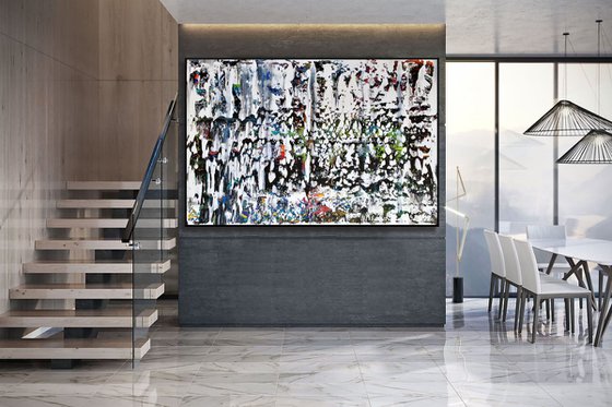 White Love - XL LARGE,  ABSTRACT ART – EXPRESSIONS OF ENERGY AND LIGHT. READY TO HANG!