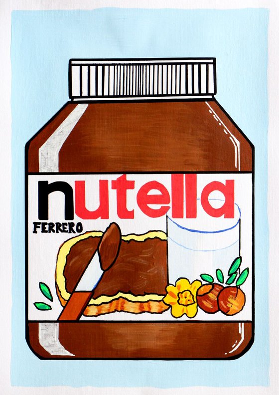 Nutella Jar Chocolate Spread Pop Art Painting On A4 Paper (Unframed)