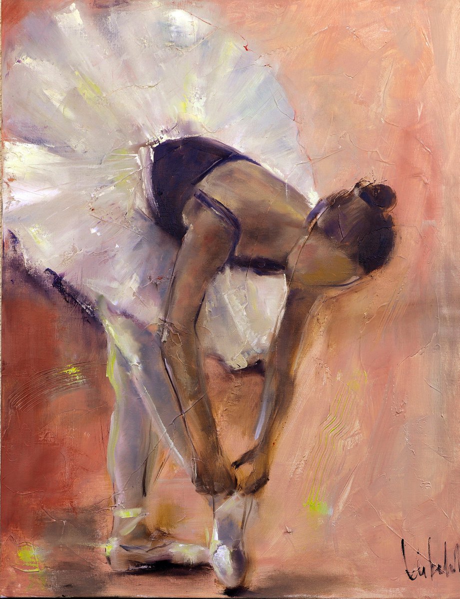 Ballerina painting rose gold by Anna Lubchik