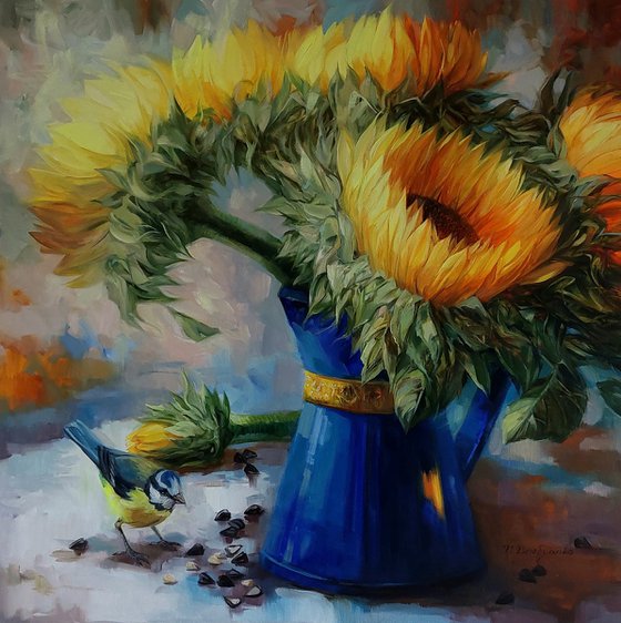 Sunflowers oil painting original large canvas artwork