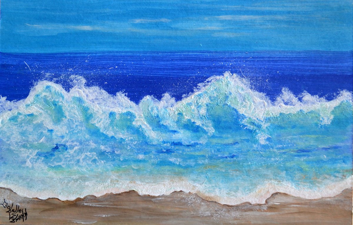 The wave FREE SHIPPING SEASCAPE WAVE PALETTE KNIFE PAINTING by Isabelle Vobmann
