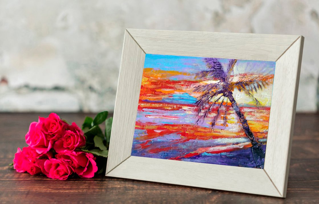 Palm tree/seascape/ジョン バルデッサリ/額装ポスター Palm tree/seascape/ジョン バルデッサリ/額装ポスター