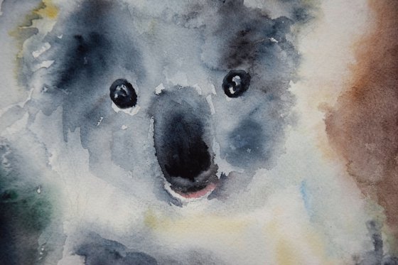 Koala painting, Australia watercolor painting original