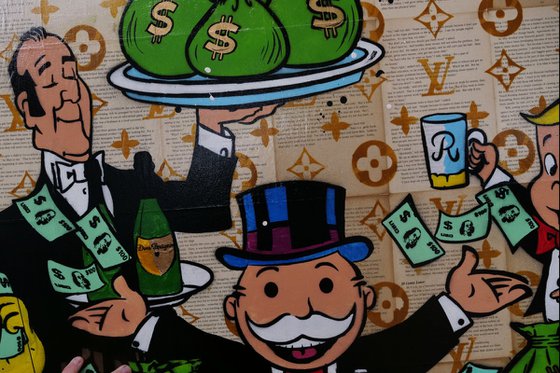 Supper For Cash 240cm x 120cm Monopoly Man Book Page Urban Pop Art