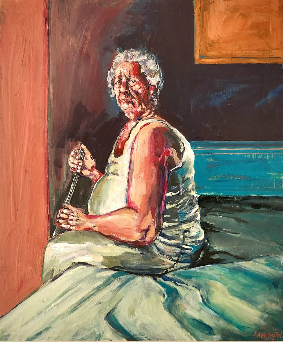 Expressive Portrait Acrylic Painting By Anahita Amouzegar, 10 X 12, The Winter Sun, Original Artwork