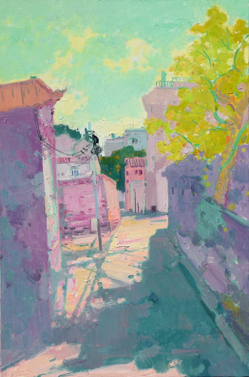 Impressionistic Landscape Oil Painting By Jianzhe Chon, 24 X 35, Summer In The Village 149, Original Artwork