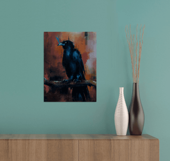 Raven. Original oil painting.