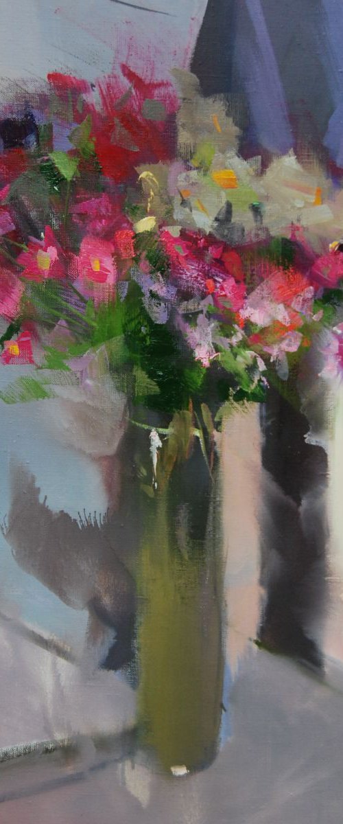 Abstract floral painting "Thinking about Freshness" by Yuri Pysar