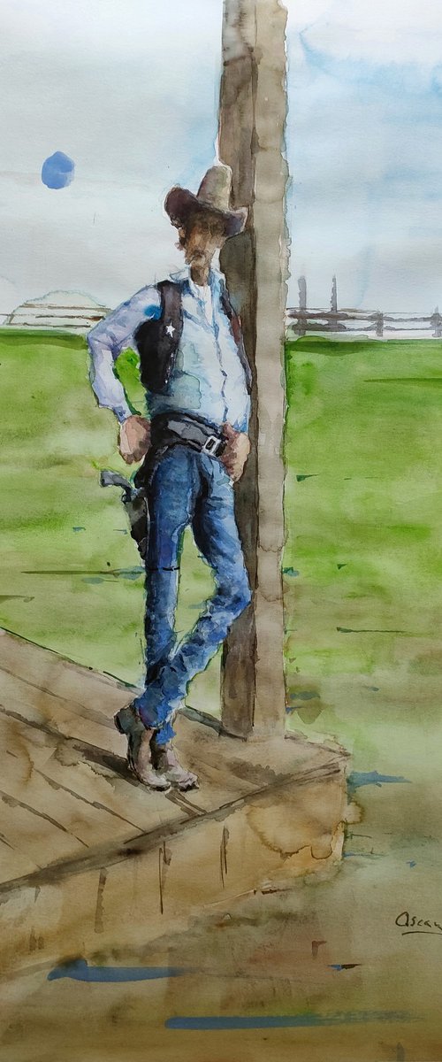A quiet sheriff-cartoon c6- by Oscar Alvarez Pardo
