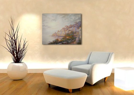 Painting Italian landscape, oil original art, canvas