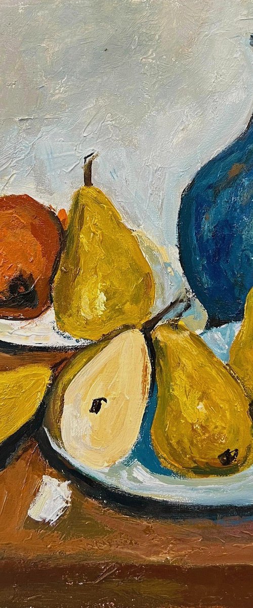 Oil Jug, Pears and Sugar Pot by William Drummond