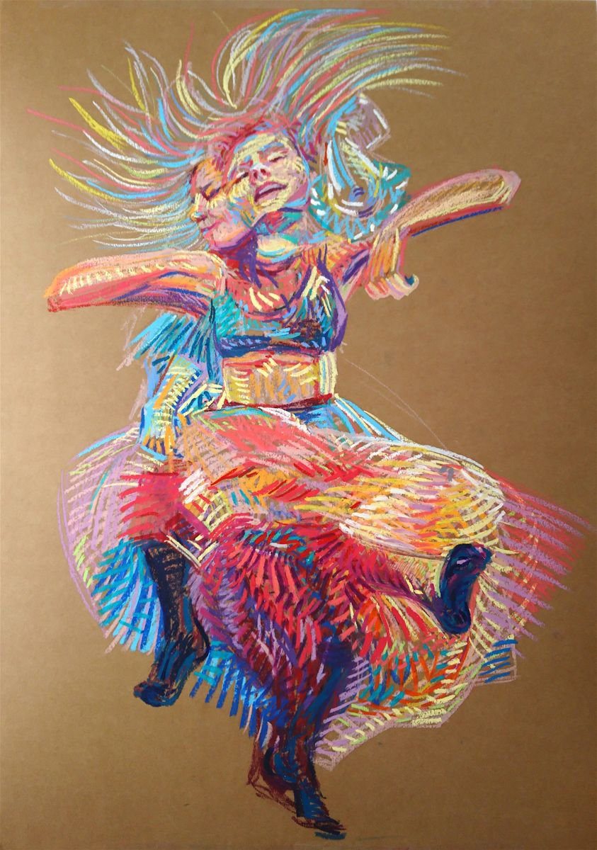 Surrealistic Portrait Painting By Van Lanigh, 28 X 39", Dance, Original Artwork