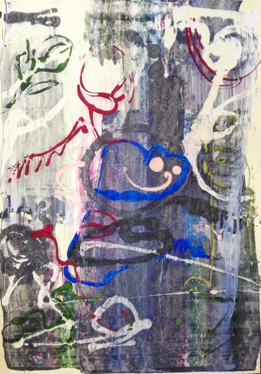 Surrealistic Animal Acrylic Painting By Stefano Mazzolini, 28 X 39", Qgftac, Original Artwork