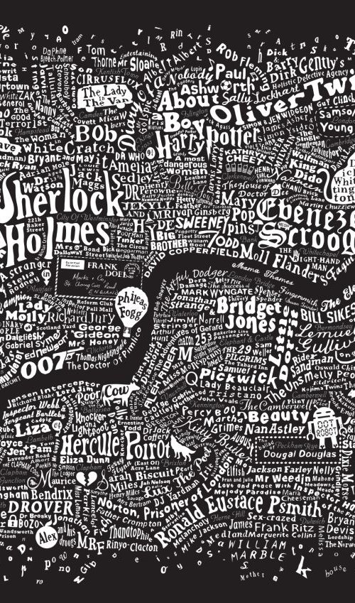 LITERARY LONDON MAP (Metallic Silver & White) by Dex