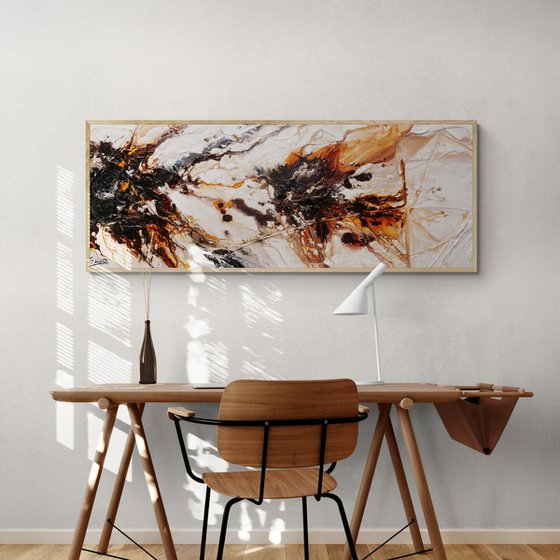 Umber Oxide 160cm x 60cm Brown White Textured Abstract Art