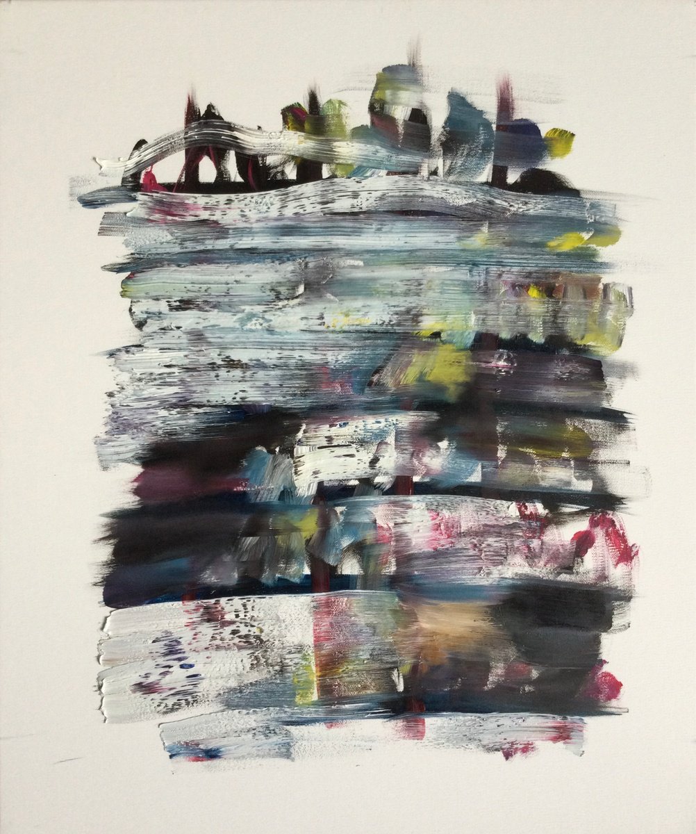 Abstract Oil Painting By Junija (Yuna) Galejeva, 20 X 24", Memory Film Tapes, Original Artwork