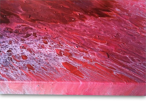 "Crimson Tide" - Original Abstract PMS Fluid Acrylic Painting - 24 x 12 inches