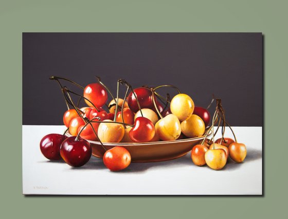 Still life with cherries