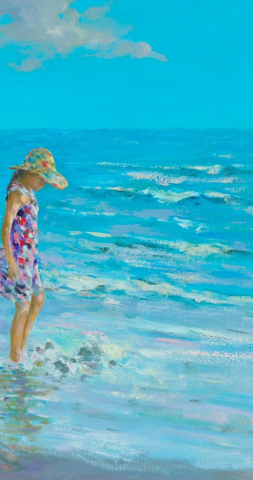 Girl and the Sea Painting" Painting by Hrachya Hakobyan