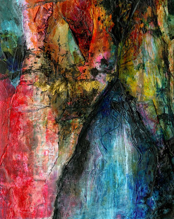 Divine Encounters 5 - Mixed Media Collage Abstract painting by Kathy Morton Stanion