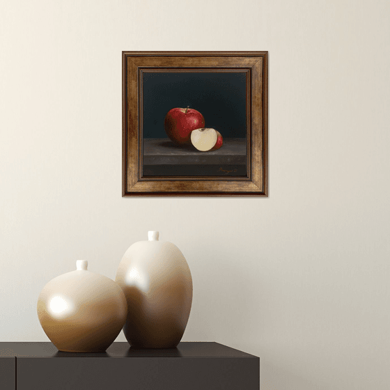Still life apples (25x25cm, oil painting, ready to hang)