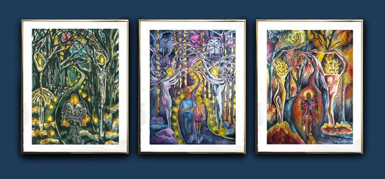 Triptych History in Forest