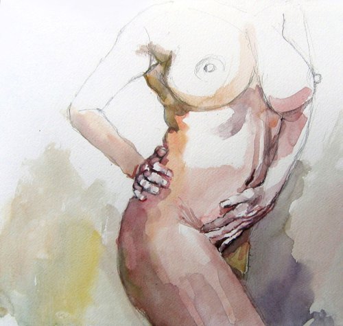 study of nude woman by Goran Žigolić Watercolors