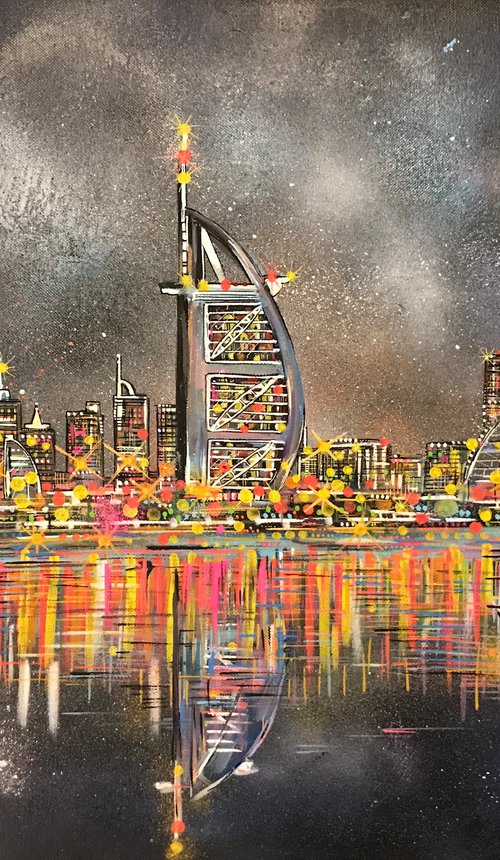 Dubai Skyline - Painting on canvas by John Curtis