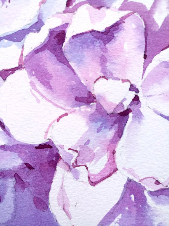 Original watercolor painting "Thousand Shades of Lilac Flowers"