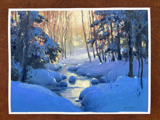 Lit Winter Stream