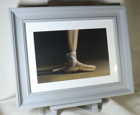 Ballet Positions , Figurative Oil Painting, Ballerina Feet, Dance, Framed and Ready to Hang