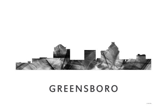 Greensboro North Carolina Skyline WB BW