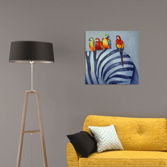 Parrots on Zebra